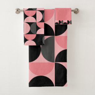 Conjunto De Toalhas Médio Século moderno cor-de-rosa preto e cinza