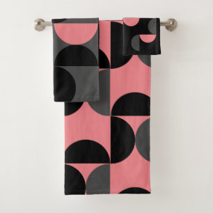 Conjunto De Toalhas Médio Século moderno cor-de-rosa preto e cinza