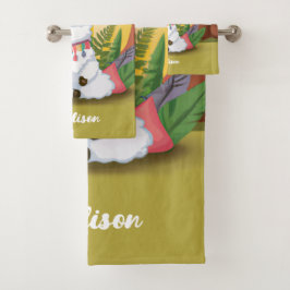 Conjunto De Toalhas Meditação Cute Llama em Floresta Mágica