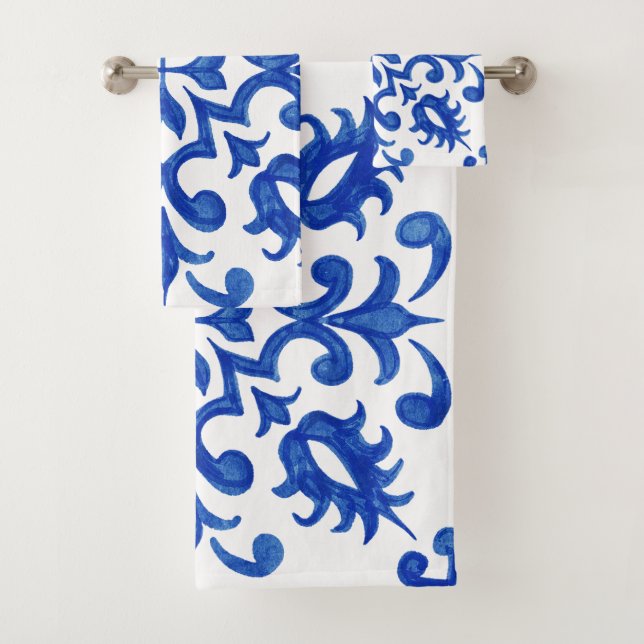 Conjunto De Toalhas Mediterranean Portuguese Blue Tile (Insitu)