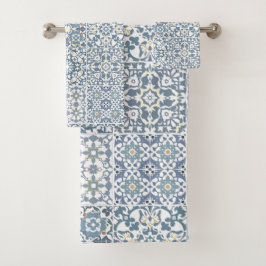 Conjunto De Toalhas Mediterranean Tiles, Moroccan, Majolica, Azulejo