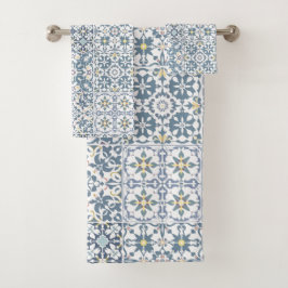 Conjunto De Toalhas Mediterranean Tiles, Moroccan, Majolica, Azulejo