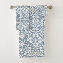 Conjunto De Toalhas Mediterranean Tiles, Moroccan, Majolica, Azulejo