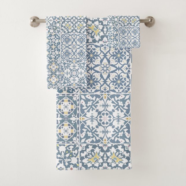 Conjunto De Toalhas Mediterranean Tiles, Moroccan, Majolica, Azulejo (Insitu)