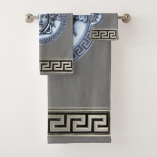 Conjunto De Toalhas Medusa Prata / Cinza Renascimento Grego