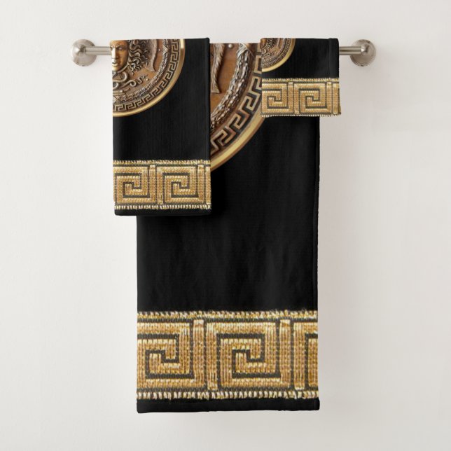 Conjunto De Toalhas Medusa Revival Grego (Insitu)