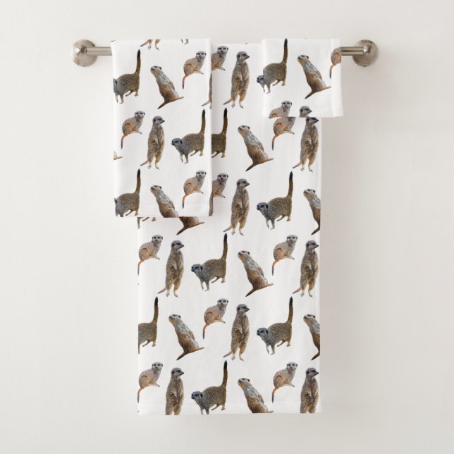 Conjunto De Toalhas Meerkat Frenzy Bathroom Towel Set (Insitu)