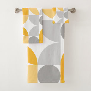 Conjunto De Toalhas Meio século amarelo Abstrato geométrico Cinza mode
