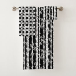 Conjunto De Toalhas Meio século de Floresta Bambu Moderno Preto