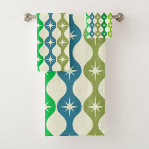 Conjunto De Toalhas Meio século estoura no padrão verde azul de geada