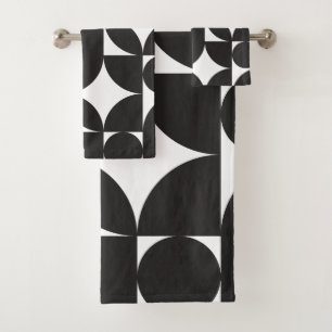 Conjunto De Toalhas Meio século geométrico branco preto moderno
