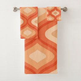 Conjunto De Toalhas Meio século laranja e bege moderno