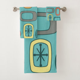 Conjunto De Toalhas Meio século MCM Arredondado Retângulo Aquamarine