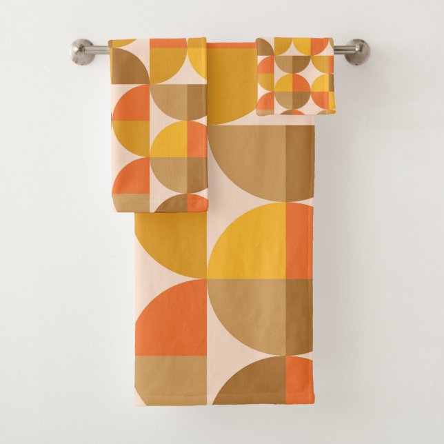 Conjunto De Toalhas Meio Século Meios Círculos Amarelo Laranja Marrom (Insitu)