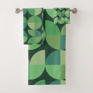 Conjunto De Toalhas Meio século Moderno Formas Geométricas Verde