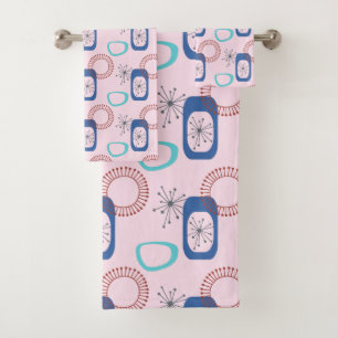 Conjunto De Toalhas Meio século Moderno Rosa Starbursts Atômicos Rosa