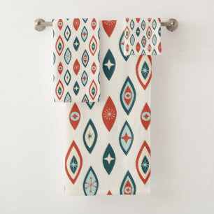 Conjunto De Toalhas Meio século Vermelho Moderno em Formas Atômicas, A