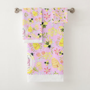 Conjunto De Toalhas Mel Bee Rosa