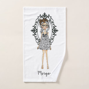 Conjunto De Toalhas Menina de tendências bonita com óculos