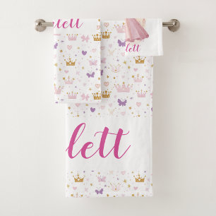 Conjunto De Toalhas Meninas Bonitas, Rosa Personalizadas, Coroa Prince