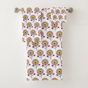 Conjunto De Toalhas Meninas cor-de-rosa bonitos do teste padrão de