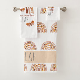 Conjunto De Toalhas Meninas Cute Boho Rainbow Padrão Personalizado Cri