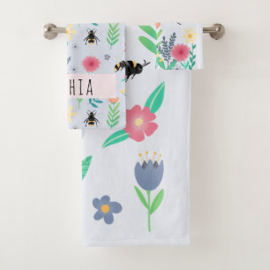 Conjunto De Toalhas Meninas Cute Floral Botânica Bebida e Flores