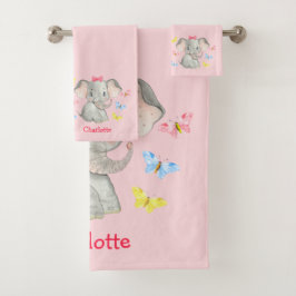 Conjunto De Toalhas Meninas de Elefante para Bebês Personalizadas, Ros