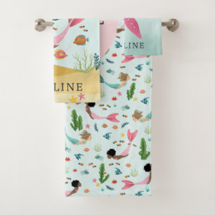 Conjunto De Toalhas Meninas Engraçadas Mágicas Sob O Mar Crianças De S