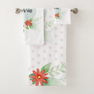 Conjunto De Toalhas Meninas Flores Florais de Cores de Água e Filhos