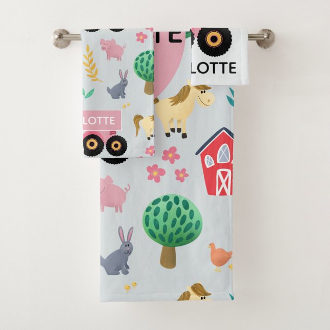 Conjunto De Toalhas Meninas Frescas e Fazendas Rosa Modernas Crianças- (Insitu)