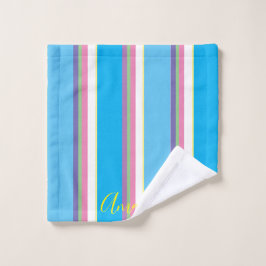 Conjunto De Toalhas Meninas Padrão de Cores Arco-íris Pastel Letra Cur