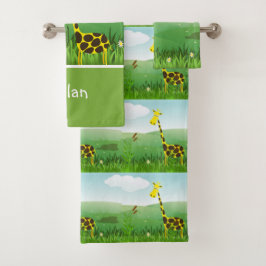 Conjunto de Toalhas Menino Girafa Zoológico Monogr