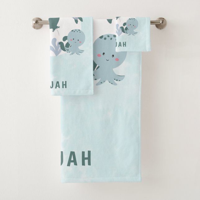 Conjunto De Toalhas Meninos Azuis Sob O Oceano Oceano Crianças (Insitu)