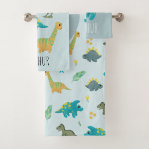 Conjunto De Toalhas Meninos Cute Modern Blue Dinossaur Pattern Kids