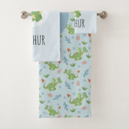 Conjunto De Toalhas Meninos Fofo Blue Dragon Nome