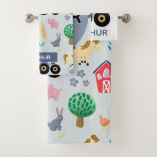 Conjunto De Toalhas Meninos Fofos e Fazendas Azuis Modernos Crianças 