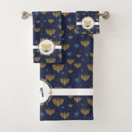 Conjunto De Toalhas Menorah Hanukkah Pattern | Monograma de Aquarela