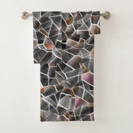 Conjunto De Toalhas Mensagem de salmão cru e mosaico irregular de cinz