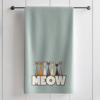 Conjunto De Toalhas Meow Peeking Cats Funny Sage Green Cat Lover Print