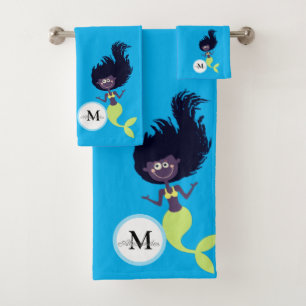 Conjunto De Toalhas Mermaid African Brown Black Girl