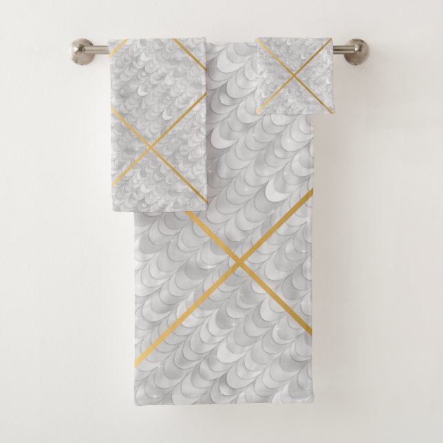 CONJUNTO DE TOALHAS MERMAID INSPIRADA DE COR PRETA E DESIGN BRANCA (Insitu)