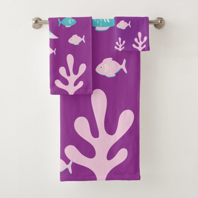 Conjunto De Toalhas Mermaid Under the Sea Pastel Pink Blue Girls (Insitu)