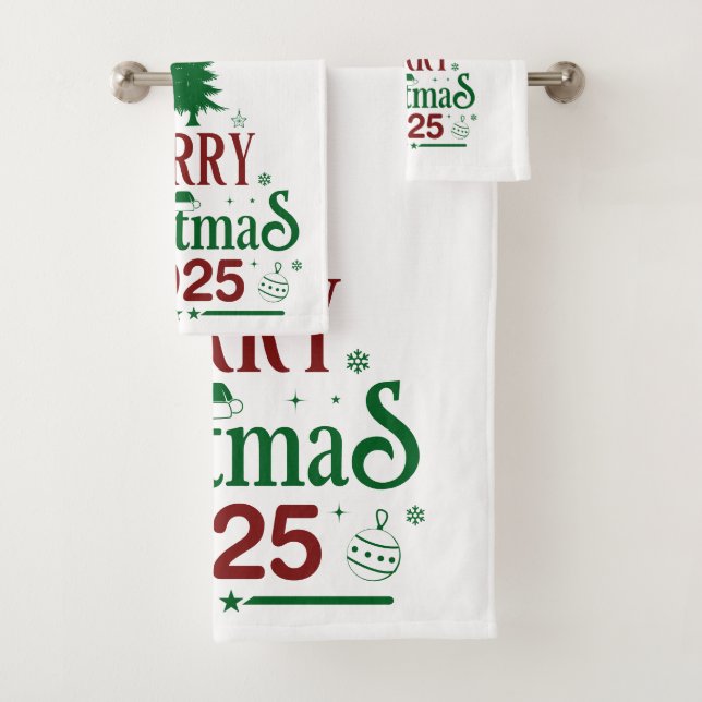 Conjunto De Toalhas Merry Christmas 2025 White (Insitu)
