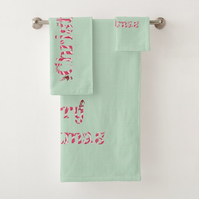 Conjunto De Toalhas Merry Christmas Candy Swirl Winter GnomBolinhas (Insitu)