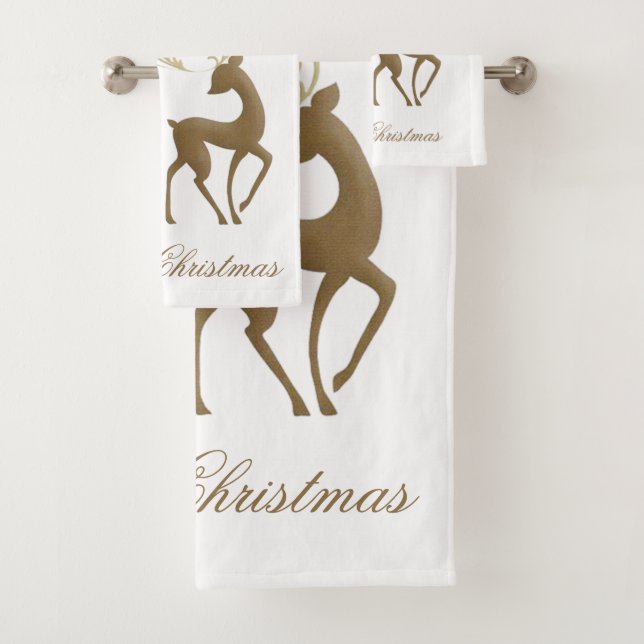 Conjunto De Toalhas Merry Christmas Reindeer (Insitu)