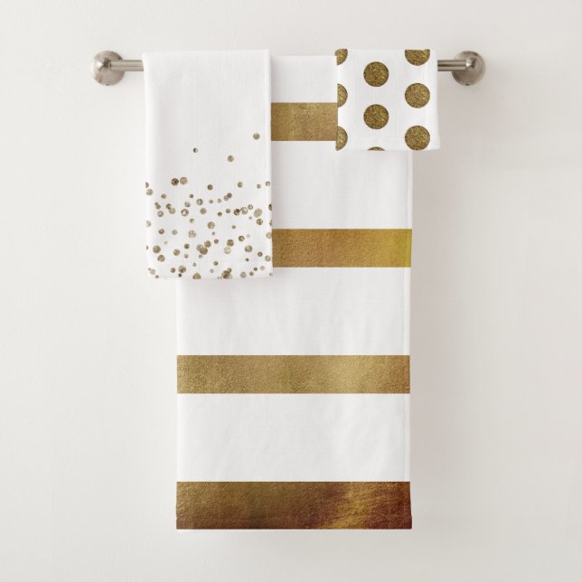 Conjunto De Toalhas Metálico de Natal Dourado e Branco (Insitu)