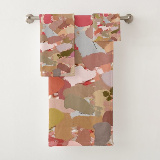 Conjunto De Toalhas Miçanga Paint Splatter 5050 Coral (Insitu)