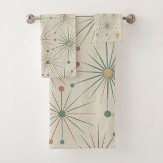 Conjunto De Toalhas Mid Century  Atomic Starburst Modern Retro