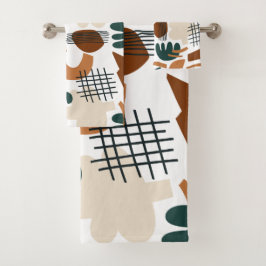 Conjunto De Toalhas Mid-Century Modern Abstract Pattern Towel
